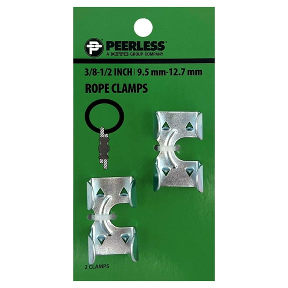 (2 pack) 3/8"-1/2" Rope Clamps, 2 Pack, Zinc, Steel, Peerless Chain Company, #4731738RC