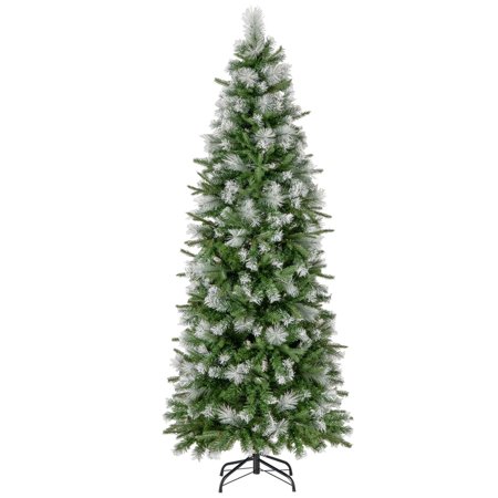Costway - 6 FT Pre-Lit Artificial Christmas Tree with 580 Frosted Tips 280 LED Lights - Green/White