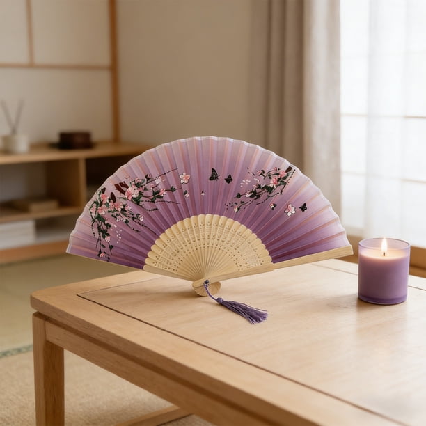 Estilo plegable a mano con tela de madera y seda, papel portátil para bodas de verano, atrezzo de escenario, decoraciones para fiestas