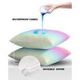 thumbnail image 4 of Pack of 2 Outdoor Pillow Covers, Pink Blue Purple Yellow Gradient Waterproof Square Throw Pillowcase Cushion Decorative Pillow Covers for Couch Patio Tent, 24x24 in, 4 of 6