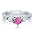 thumbnail image 2 of Gem Stone King 0.77 Ct Round Pink Created Sapphire 925 Sterling Silver Ring (Size 7), 2 of 2