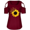thumbnail image 6 of Fashion Cold Shoulder T-shirt for Ladies Sunflower Graphic Tee Tops Crewneck Short Sleeve Shirts Casual Blouse Top, 6 of 6