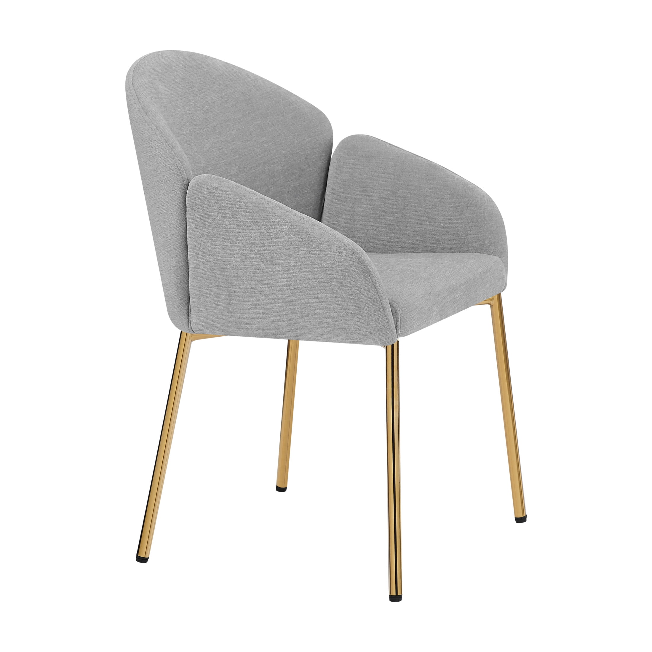 Set of 2 Grey Polyester Round Back Dining Chairs