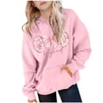 thumbnail image 2 of Sudadera con capucha para niña, con estampado de color, manga larga, informal, deportiva, con capucha, manga larga, sudadera con capucha, top con inserciones en los hombros, blusa de poliéster para ni, 2 of 7