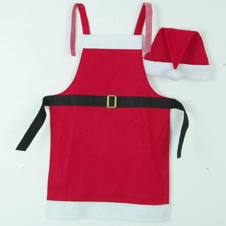 Festive Red & White Christmas Apron and Santa Claus Hat 2-Piece Set - Adult Size