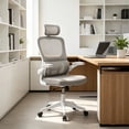 thumbnail image 4 of Silla de Oficina , Ergonómica, con Soporte Lumbar, Altura Ajustable, Reposabrazos, Mecanismo de Inclinación, Cojín de Asiento Grueso, Malla Premium, Soporta 150kgs (Gris), 4 of 7