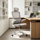 thumbnail image 4 of Silla de Oficina , Ergonómica, con Soporte Lumbar, Altura Ajustable, Reposabrazos, Mecanismo de Inclinación, Cojín de Asiento Grueso, Malla Premium, Soporta 150kgs (Gris), 4 of 7