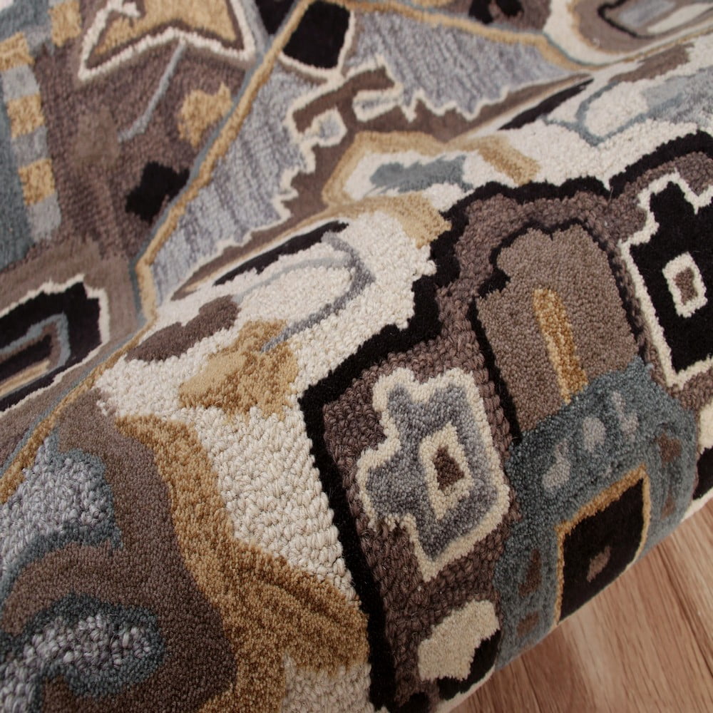 Ox Bay Selah 5' Star Gray/Mocha Southwestern Hand-Tufted Indoor Area Rug