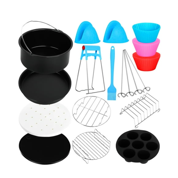 8 Inch Air Fryer Accessories Kit Replacement for Cosori/ Ninja/ Phollips/ Gowise and Most Brands Air Fryer 12pcs/set with Cake Baking Barrel/ Pizza Pan/ Cupcake Pan/ 100pcs Air Fryer Liners and So On