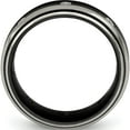thumbnail image 3 of Titanium Edward Mirell Black Ti & Polished White Sapphire Beveled Ring (Size 10.5) Made In United States emr279-10.5, 3 of 6