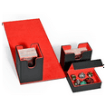 thumbnail image 3 of Card Deck Box, Premium Box with Flip Dice Tray , Case Storage for Sports Playing Game Cards Black+Red, 3 of 6