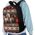 thumbnail image 4 of Uourmeti Horse Print Backpack for Students, 17 Inch Side Mesh Pockets Fine Workmanship School Backpack for Travel Shopping, 4 of 6