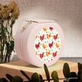 thumbnail image 6 of Yiaed Flower Chicken Print Travel Jewelry Case Bridesmaid Gift Boxes Jewelry Travel Organizer Small Round Jewelry Box Mini Storage-Pink, 6 of 7