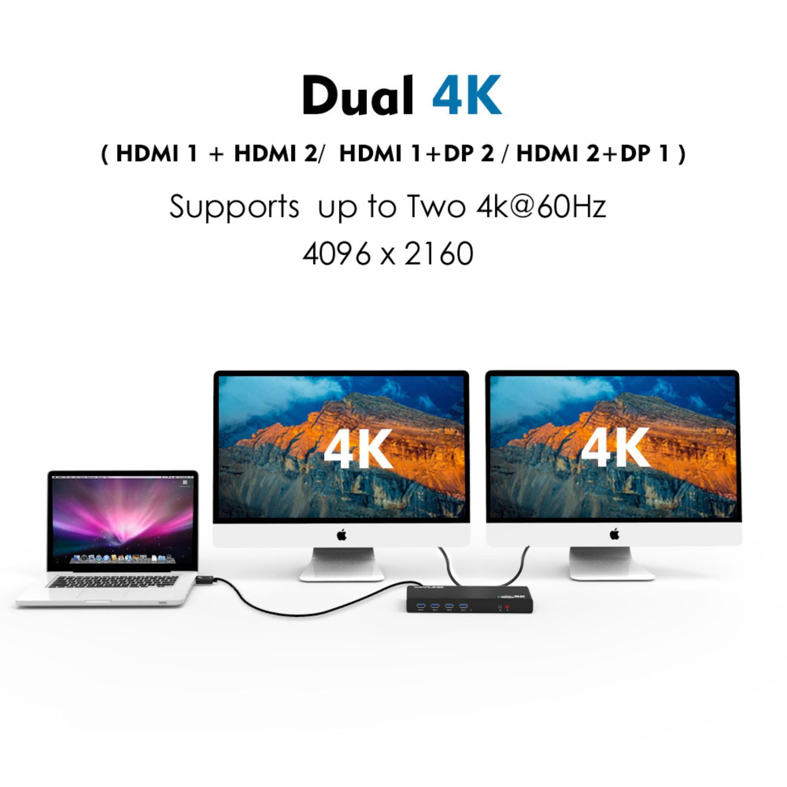 USB C 5K Laptop Universal Docking Station Ultra HD Multiple Display Dock with 2 × HDMI and DisplayPort, Gigabit Ethernet, Type C, 6 × USB 3.0, Audio, Mic, Supports Windows Mac OS