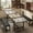 Grey, variant on 63 in Extendable Dining Table Set, 3 Piece Kitchen Table with 2 Upholstered Benches, Space-Saving Tuck-Under Benches, MDF Top and Metal Frame, For Apartment, Dining Room,Black