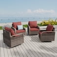 thumbnail image 5 of COOS BAY Brown Wicker Rattan Outdoor Patio 360° Swivel Rocking Glider Chair with Red Cushions for Garden, Poolside, Backyard (Set of 4), 5 of 8