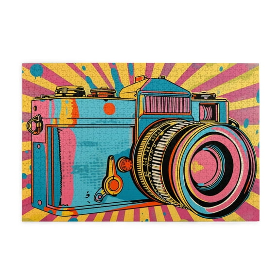 1000 PCS 1000 Piece Puzzle For Adults Colorful Vintage Camera,Stunning Artwork Of Adults,Challenging Brain Exercise High Difficulty Puzzle,Funny Camera Vintage Wooden Puzzle 1000 Piece,Funny Puzzle
