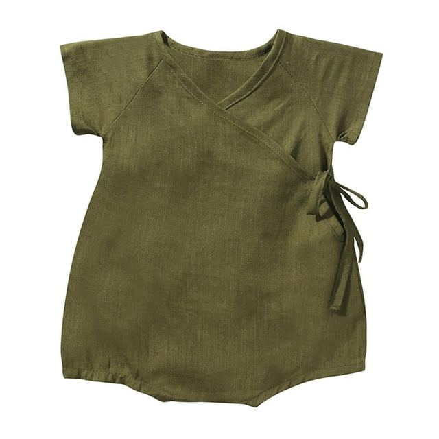 HVOBBTY T-shirt Décontracté à Manches Courtes pour Tout-Petits, T-shirt Uni pour Garçons, Mode Col Rond Imprimé, Vert Armée, 9 Mois