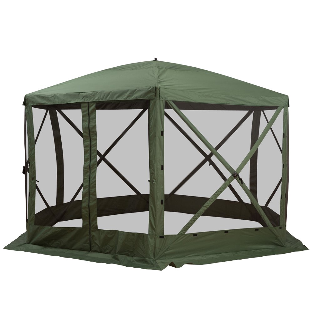 Outsunny 12’ x 12’ 6Sided Hexagon Hub Gazebo Screen Tent with Mesh
