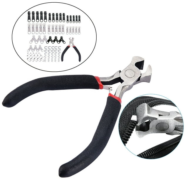 Complete Zipper Repair Tool Kit Black and Silver Sliders, For Clothing, Bags, Tents, Coats, Jeans, 85Pcs