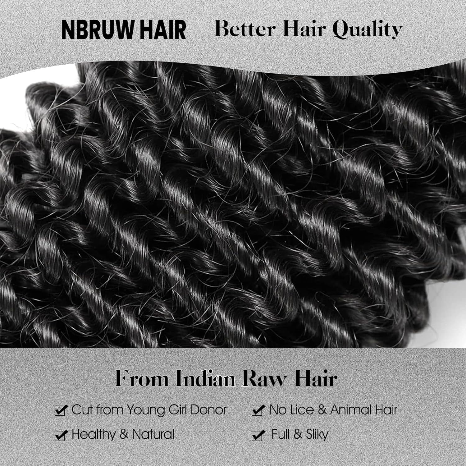 NBRUW 12A Grade 20 22 24 Inch 3*Bundles Natural Black 100% Virgin Human Hair Deep Wave Curly Multiple Lengths 3PCs Set