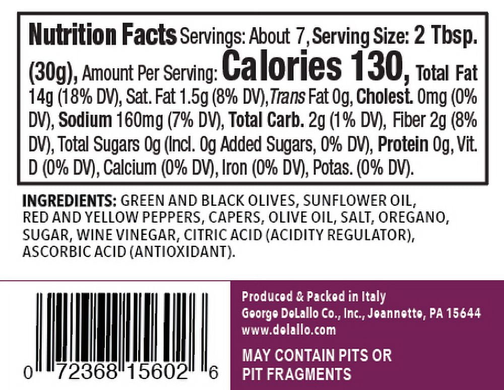 (Pack of 6), Delallo Olive Bruschetta, 7.05 oz