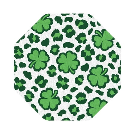 

Matuu Leopard print St. Patrick s Day for Cup Coasters Set of 6 Leather Coasters Desk Coasters for Office Measures 4” x 4” Octagon