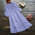 thumbnail image 2 of Up To Basic Tee Tops 2025 Women's Solid Color Button Cotton Linen With Pockets Thin Long Sleeve Long Blouse T Shirt Shirt Tunic Tops 2025 Dressy, 2 of 4