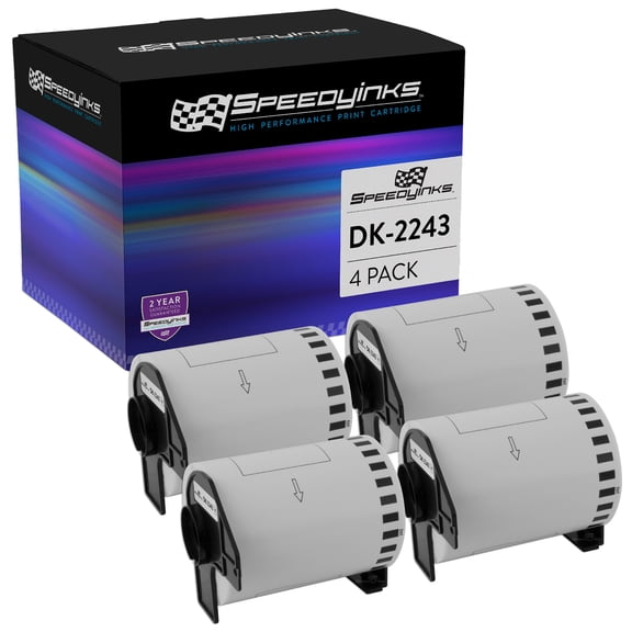 Speedy Inks Compatible Paper Tape Replacement for Brother DK-2243 4 in x 100 ft (White, 4-Pack)