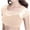 Beige, variant on Miqool Womens Short Sleeve Lace Crop Top Slim Fitted Going Out Tops Casual Basic T-Shirts Base Layer Undershirts