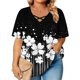 thumbnail image 2 of Xuyuer Women's Casual V-Neck Short Sleeve Loose Blouse, Retro Floral Print, 2 of 6