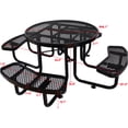 thumbnail image 5 of JERFIT 46 Inch Round Outdoor Picnic Table Set with Umbrella Hole, 4-Bench Seating, All-Weather Black Steel for Patio Garden Backyard, 5 of 7