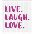 thumbnail image 3 of Ambesonne Live Laugh Love Shower Curtain, Happy Life Message, 69"Wx84"L, Fuchsia White, 3 of 3