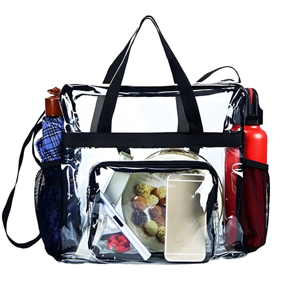 AOMRCOL 2026 New Stadium Approved Clear Lunch Bag with Adjustable Strap,Front Storage Compartment,And Mesh Pockets-See Through Zippered Clear Lunch Bags for Work,School,Concerts,Stadium Bag