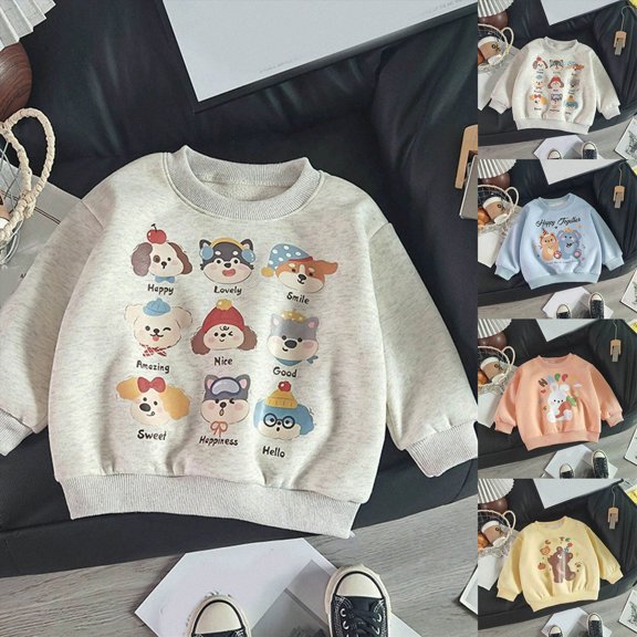 5-6 Years Girls Sweater Fall And Winter Shirt Outer Wear Casual Single Top Long Sleeve Day Of School Shirt 6-12 Months 12-24 Months 2T 3T 4T 5T 6T 7T Blue Sports Tops