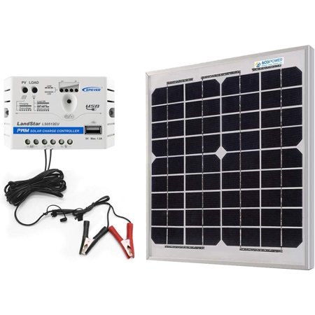 ACOPOWER 12V 10W 5A Mono Solar Charge Kit,Mono Solar Panel & 5A Charge Controller for RV, Boats, Camping; w USB 5V Output as Phone Charger (10W 5A Kit)