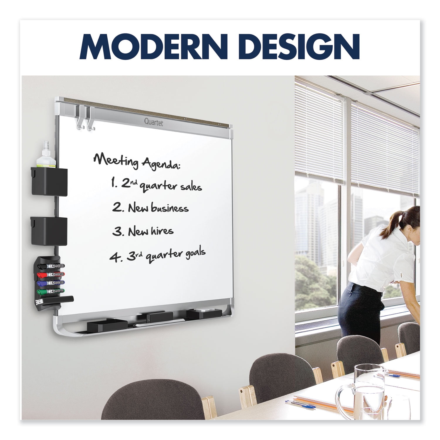 Quartet Prestige 2 DuraMax Porcelain Magnetic Whiteboard, 8' x 4', Graphite Finish Frame