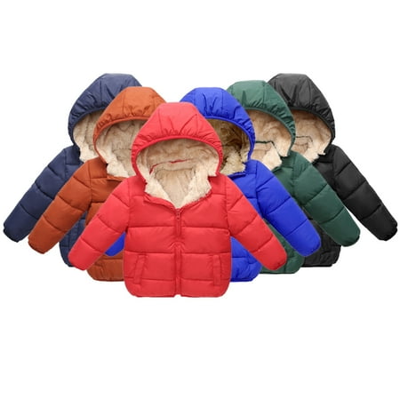 

Esaierr Kids Boys Girls Winter Fleece Cotton Jacket Coats for Toddler Warm Hooded Sweatshirt Padded Short Outerwear 1-8Y