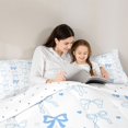 thumbnail image 4 of Feelyou Blue Kawaii Bowknot Bedding Comforter Set 7 Pieces, Cute Cartoon Love Heart Full Bedding Set, Teens Kids Girls Women Reversible Fitted Sheet Flat Sheet, Lightweight Room Decor, 4 of 8