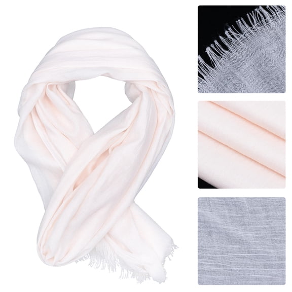 KONTONTY Breathable Cotton Linen Shawl 1Pc Beige Lightweight Outdoor Scarf for Sun and Beach Wear