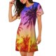 thumbnail image 2 of Easygdp Palm Trees at Sunset Camisón de manga corta para mujer, informal, estampado, 2 of 6