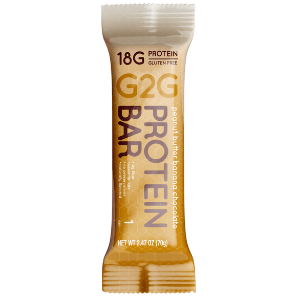 G2G Protein Bar, Peanut Butter Banana Chocolate, Healthy Snack, Delicious Meal Replacement, Gluten-Free, Clean Ingredients, Refrigerated for Freshness, 8 Count (Pack of 8)
