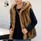 thumbnail image 4 of Ceisia Men's Loose Fit Faux Fur Hooded Vest with Vertical Stripe Texture Gift, 4 of 7