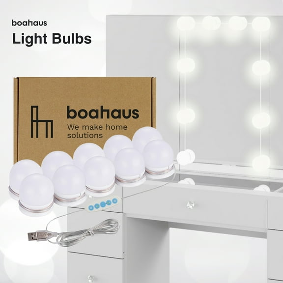 Boahaus Hollywood Vanity Lights, 14 Dimmable LED Bulbs, USB Powered, 3 Color Modes