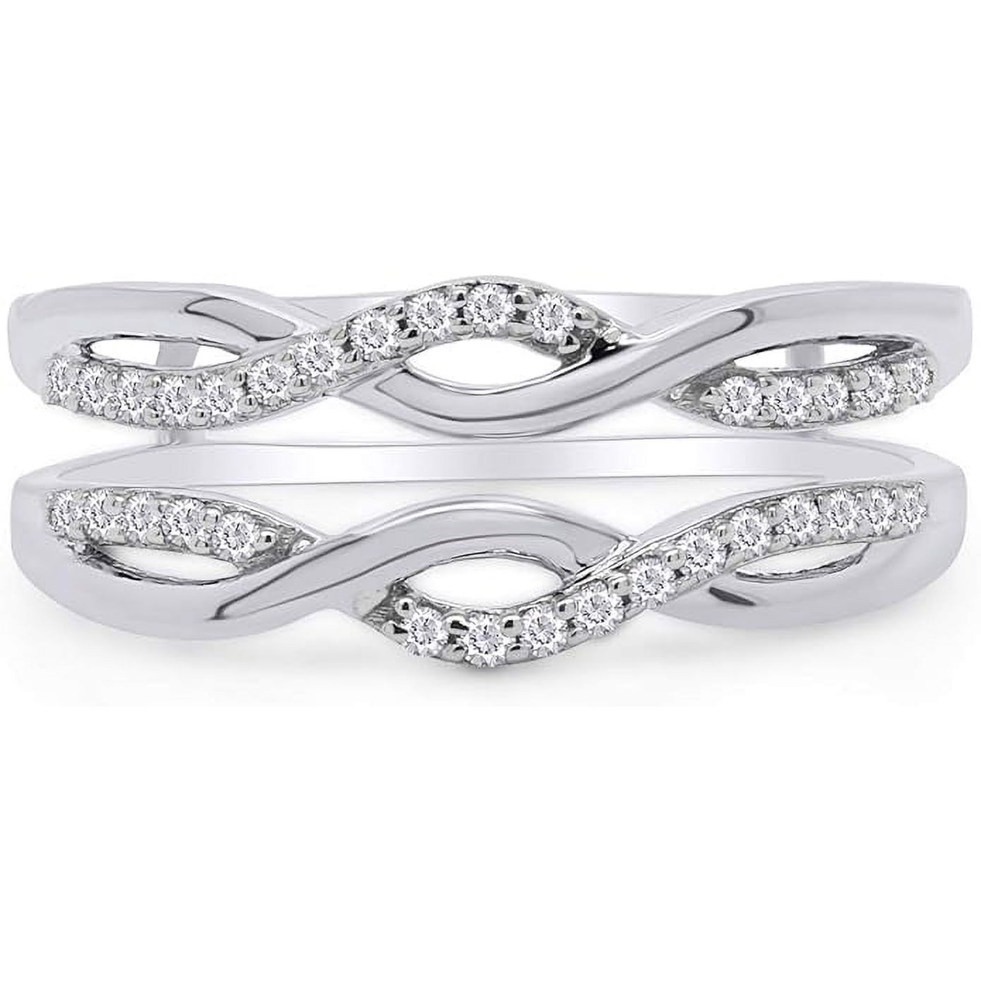 Gems Jewels 2.00 Ct Round Cut Diamond Wedding Engagement Wrap Ring 14K White Gold Plated 925 Sterling Silver For Women's -6.5