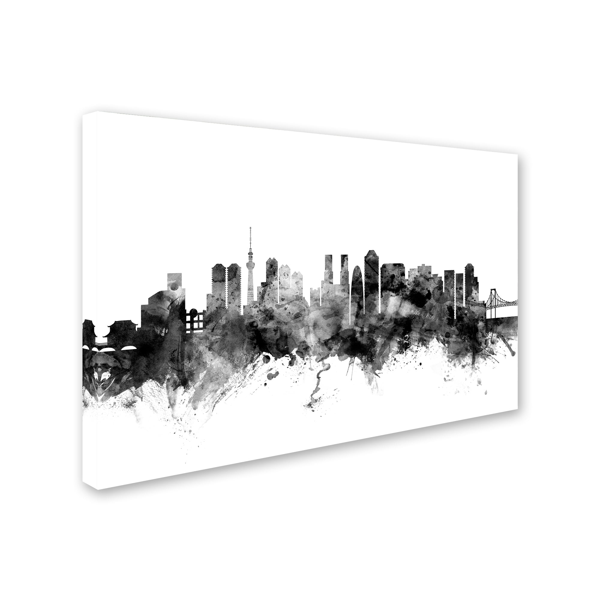 Trademark Fine Art "Tokyo Japan Skyline B&W" Canvas Art by Michael Tompsett