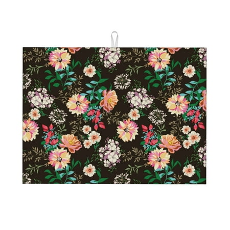 

Large Dish Drying Mats for Kitchen Counter - Colorful Carnations Flowers 18x24In Anti-Slip Absorbent Microfiber Drying Mat for Kitchen Counter Mat Dish Rack Mat with Hanging Loop