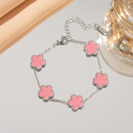 Lucky Five-Petal Flower Five-Leaf Clover Bracelet For Woman Stylish Plum Blossom Creative Design Party Jewelry Exquisite Gifts