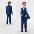 thumbnail image 4 of CPNG Teen Boys Toddler Gentleman Kids Formal Outfits Long Sleeve Suit Clothing Shirt Vest Pant Bow Tie Wedding Outfit(Navy,9-10 Years), 4 of 5