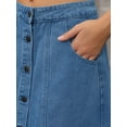 thumbnail image 5 of DARING DIVA Women's Button Down Front Slit A Line Midi Jean Skirts S Blue, 5 of 7